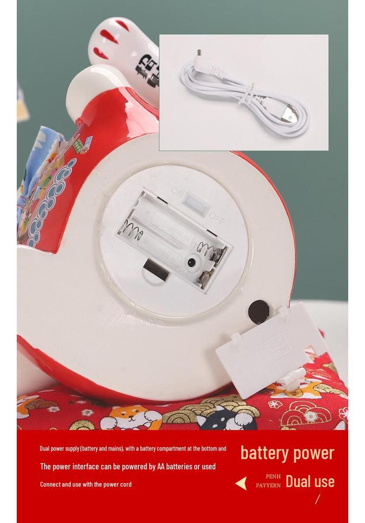 Large Electric Waving Lucky Cat Ornament for Home or Shop Decor
