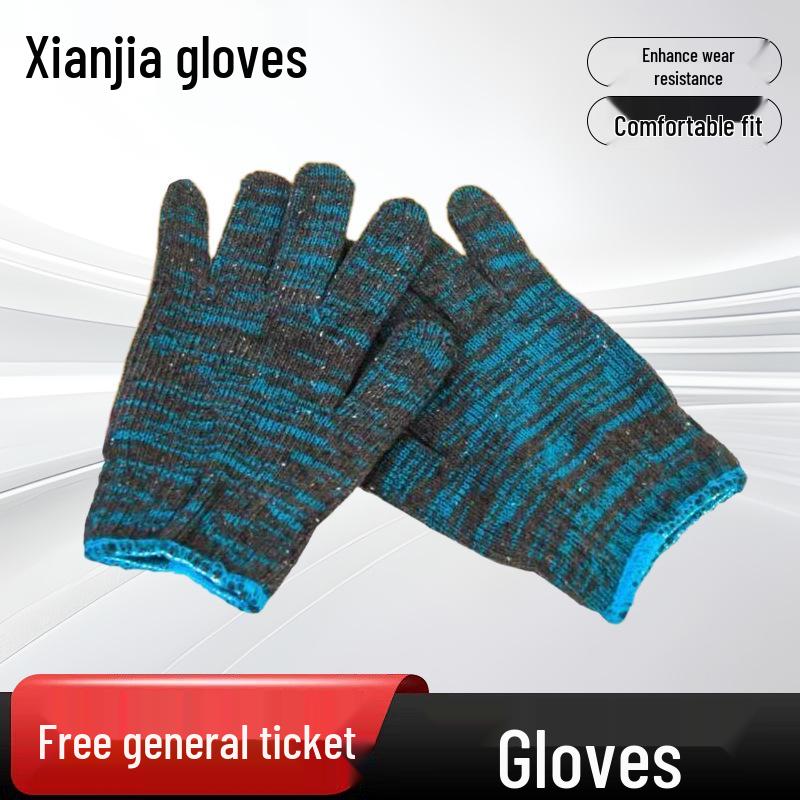 Dirt-Resistant Black & White Flower Thickened Work Gloves, Wear-Resistant Pure White Labor Protection Gloves