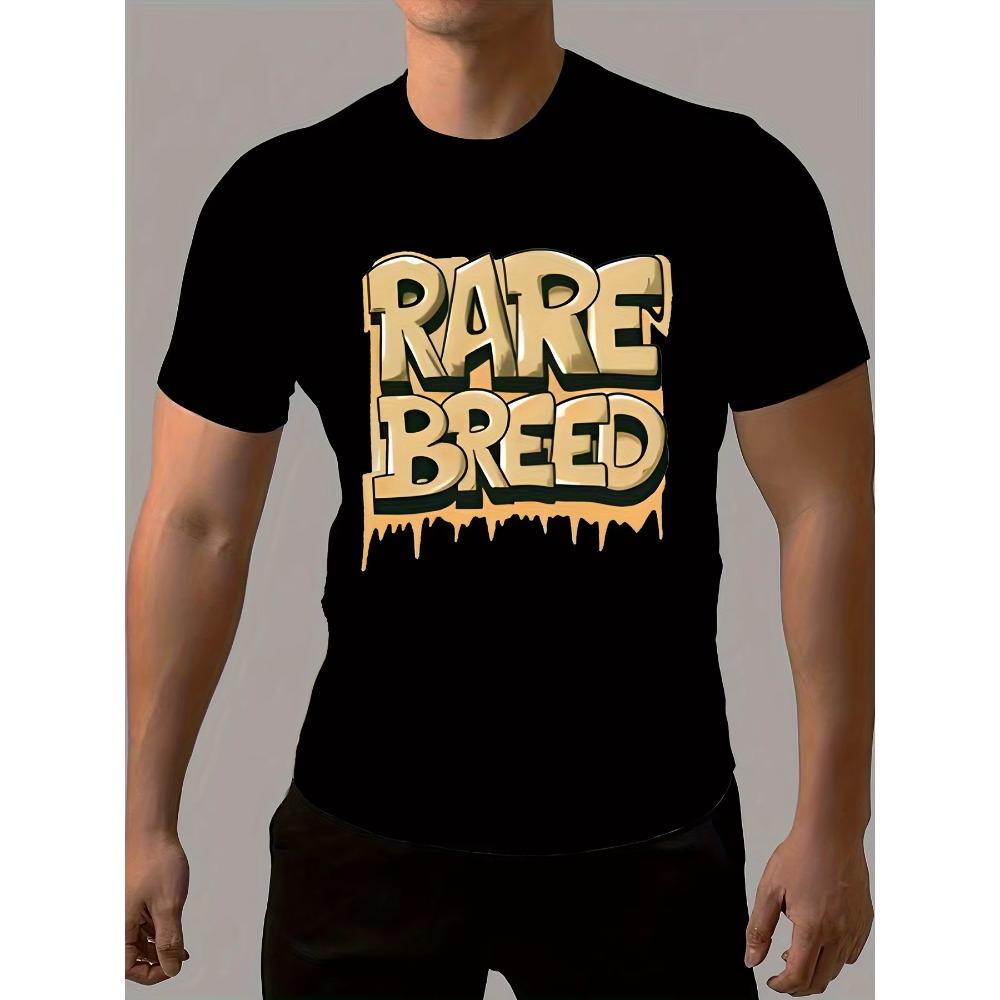 RARE BREED Graffiti-Stil Schickes Herren T-Shirt mit Rundhalsausschnitt und kurzen Ärmeln - Sommer-Mode T-Shirt für Alltag und Fitness