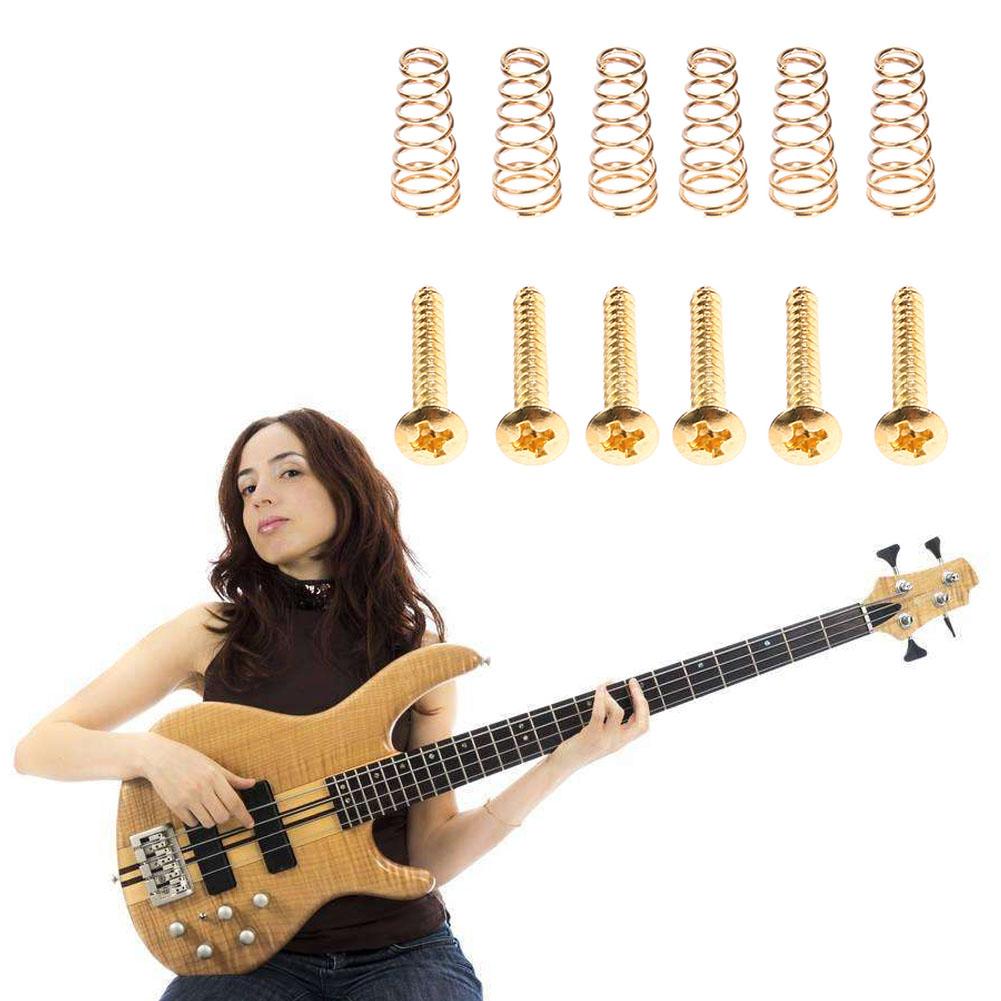 6pcs Electric Guitar Single Coil Pickup Mount Height Screws with Springs