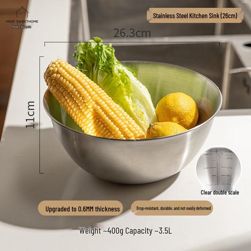 ZISIZ 304 Stainless Steel Dough Mixing Bowl