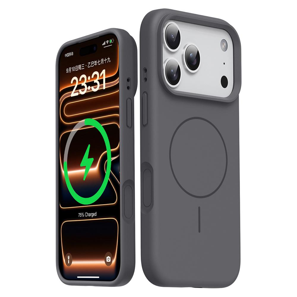 For iPhone 17 Pro Magnetic Case Skin-Friendly Liquid Silicone + PC Phone Cover Compatible with MagSafe