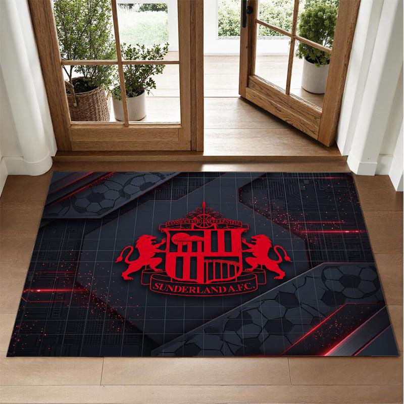 Sunderland Football Design Crystal Velvet Rug Soft Decorative Mat for Bedroom Entrance