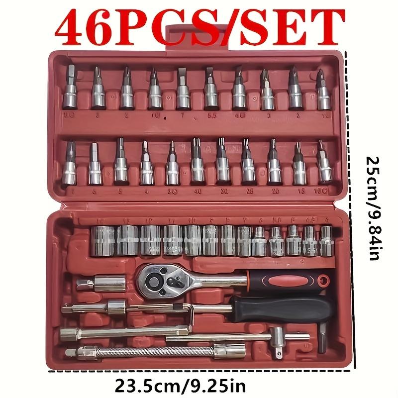 46-piece 1/4 Inch Drive Socket And Ratchet Wrench Set With Extension Bar Used For Car Motorcycle Maintenance And Household Use
