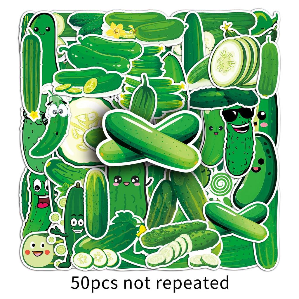 50 Cucumber Personality Cartoon Vegetables and Fruits Children's Rewards Guka Decorative Skateboard Suitcase Guitar Stickers