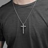 Vintage Distressed Titanium Steel Cross Necklace with Hammered Pattern