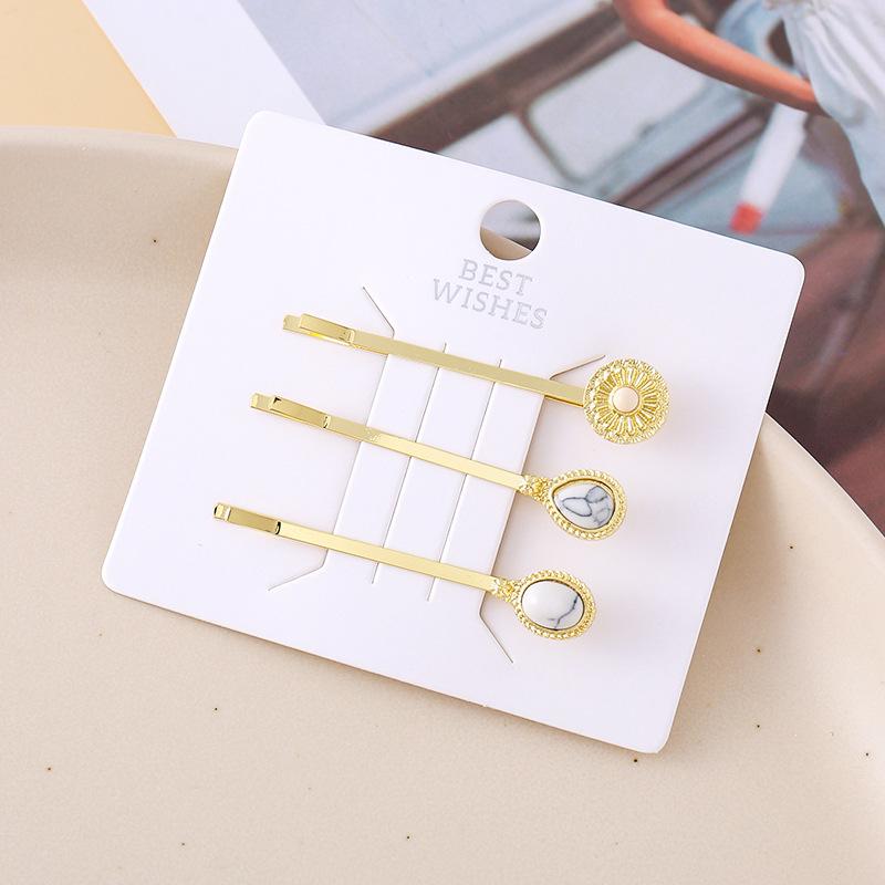 2/3/6Pcs Chinese Style Turquoise Set:Square Heart Flower Drop Blue Turquoise White Turquoise Hairpin Accessories