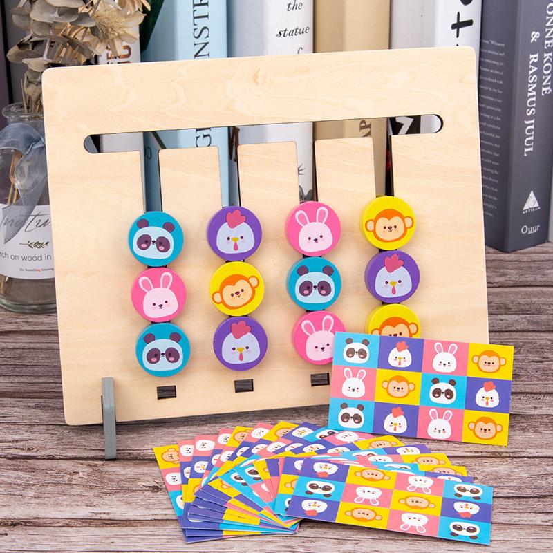 Vierfarben Obst Tier Logikspiel Holz Montessori Lernspielzeug für Kinder