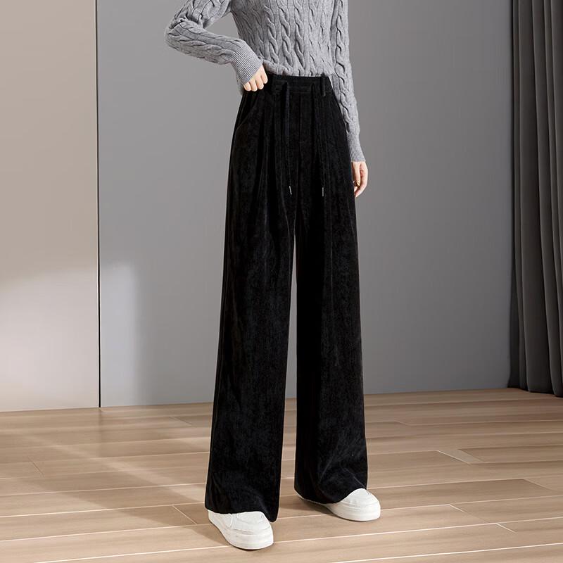 Women's American Retro Drawstring Wide-Leg Casual Pants