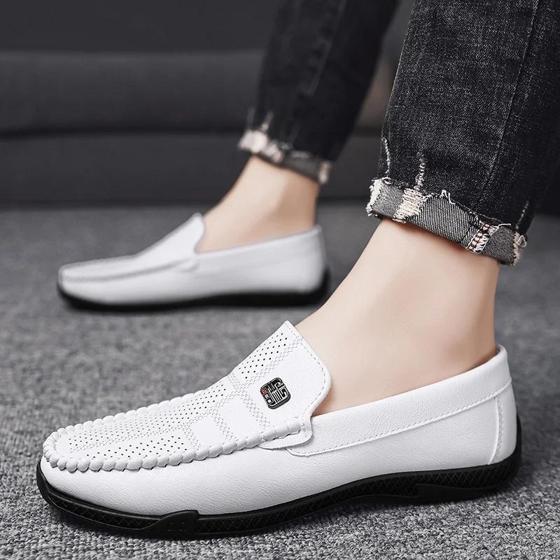 Fashion Fashion Leather Men Casual Shoes Slip on Italian Formal Loafers Luxury Brand Comfortable Men Moccasins Soft Male Driving Shoes