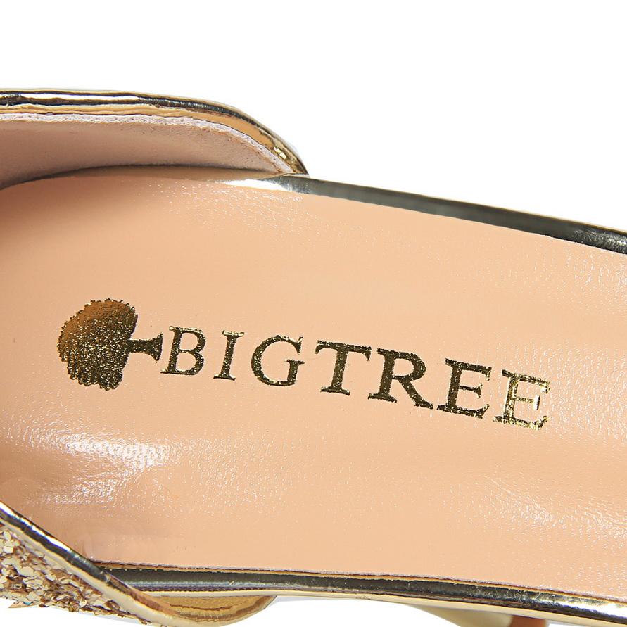 Bigtree European and American Fashion Sexy Hollow Out Nightclub Show Metal Heel  9.5cm High Heel Sparkle Sequins with Sandals