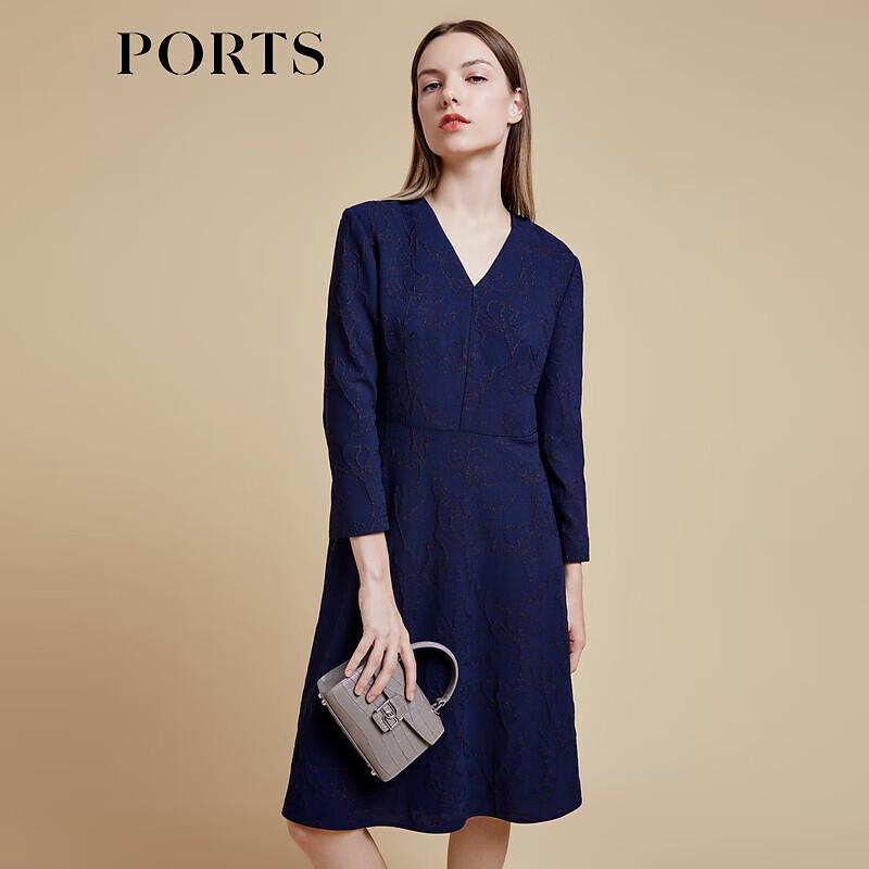 

PORTS Women s Elegant Navy Blue Long Sleeve Mid-Length Dress XL / 10