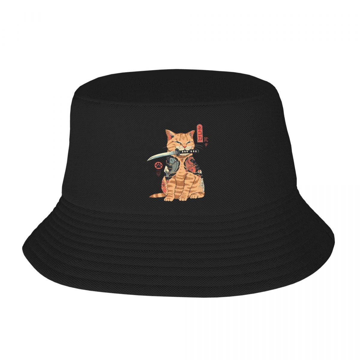 

Custom Funny Japanese Samurai Cat Bucket Hat Women Unisex Fashion Summer Outdoor Sun FisherUnisex Cap