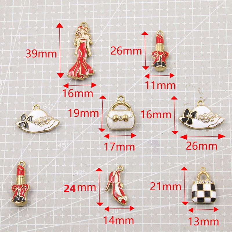 Gold-Enamel Double-Sided Stainless Steel Pendant with French-Style Beauty Accessories Design