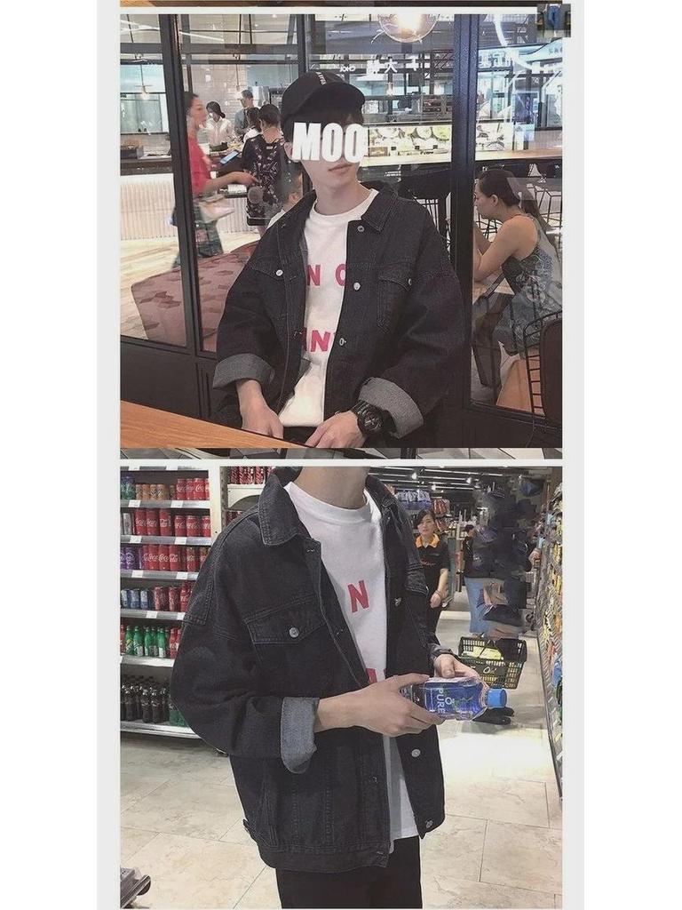Men's Trendy Denim Jacket: Spring & Autumn Hong Kong Street Style, Loose Fit, Handsome Student Workwear