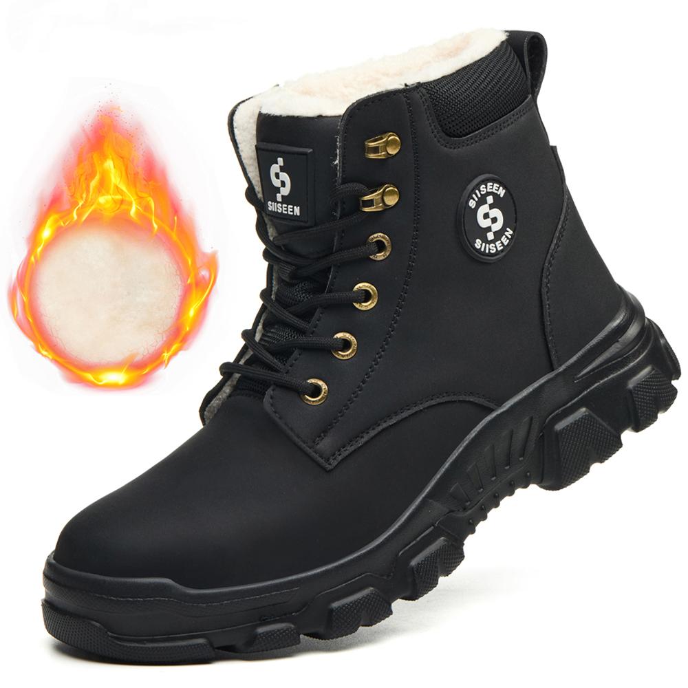 Große Größe 50 Herren Winterstiefel Stahlkappenschuhe Sicherheitsstiefel Schutzschuhe Arbeitsschuhe Unzerstörbare Schuhe Durchstichsicher