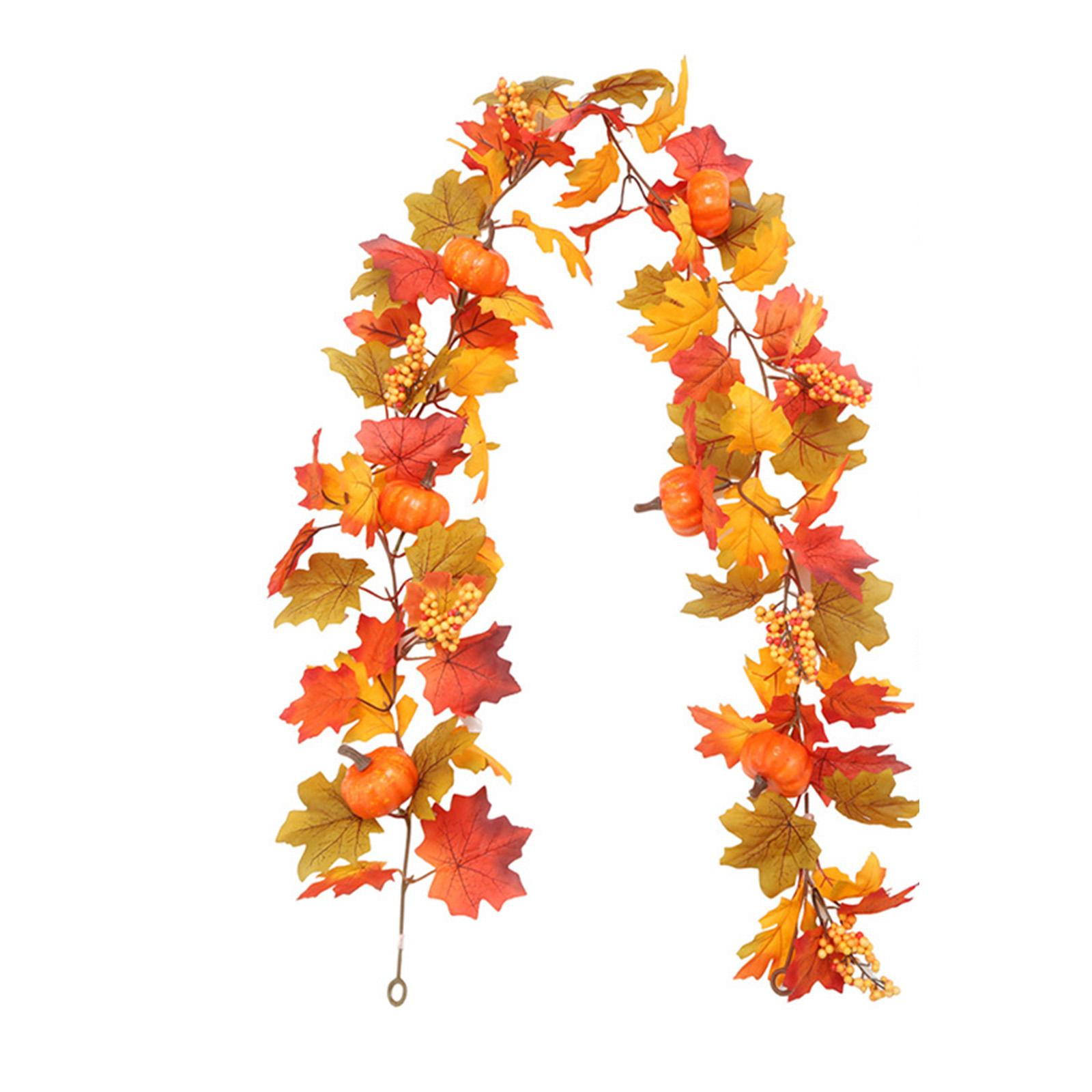 

Искусственный венок из кленовых листьев, красочный лист, осеннее украшение One Size