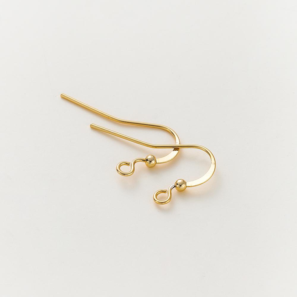 20pcs/lot 14K/18K Gold Plated Brass Earring Hook Clasps Pendant Charms Ear Wire Fitting DIY Jewellery Making Accessories