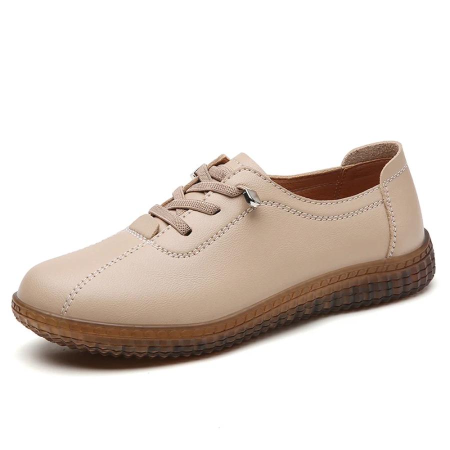 100% Leather Spring/summer Women's Casual Walking Sneakers Soft Soled Flats Breathable Lace-up Loafers for Women Tenis De Moda