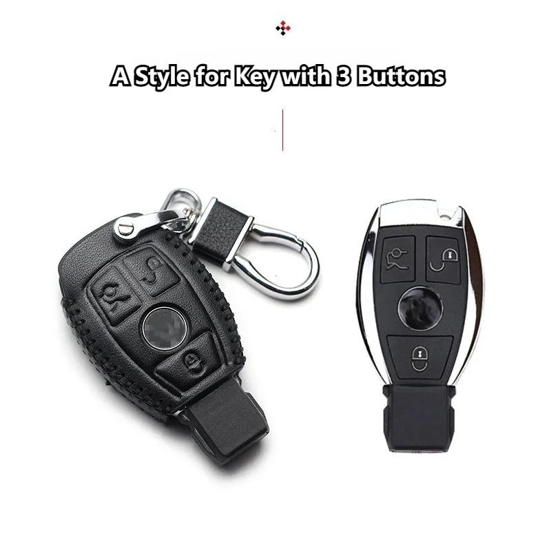 Genuine Leather Car Key Cover Keychain Case for Mercedes Benz CLS CLA GL R SLK AMG A B C S Class Remote Holder Accessories