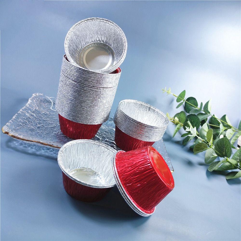 50Pcs Disposable Baking Cup Tray Non-stick Tinfoil Tray Cupcake Mold  Catering