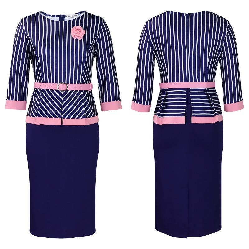 Dámské podzimní nové módní temperamentní patchworkové šaty na zadek