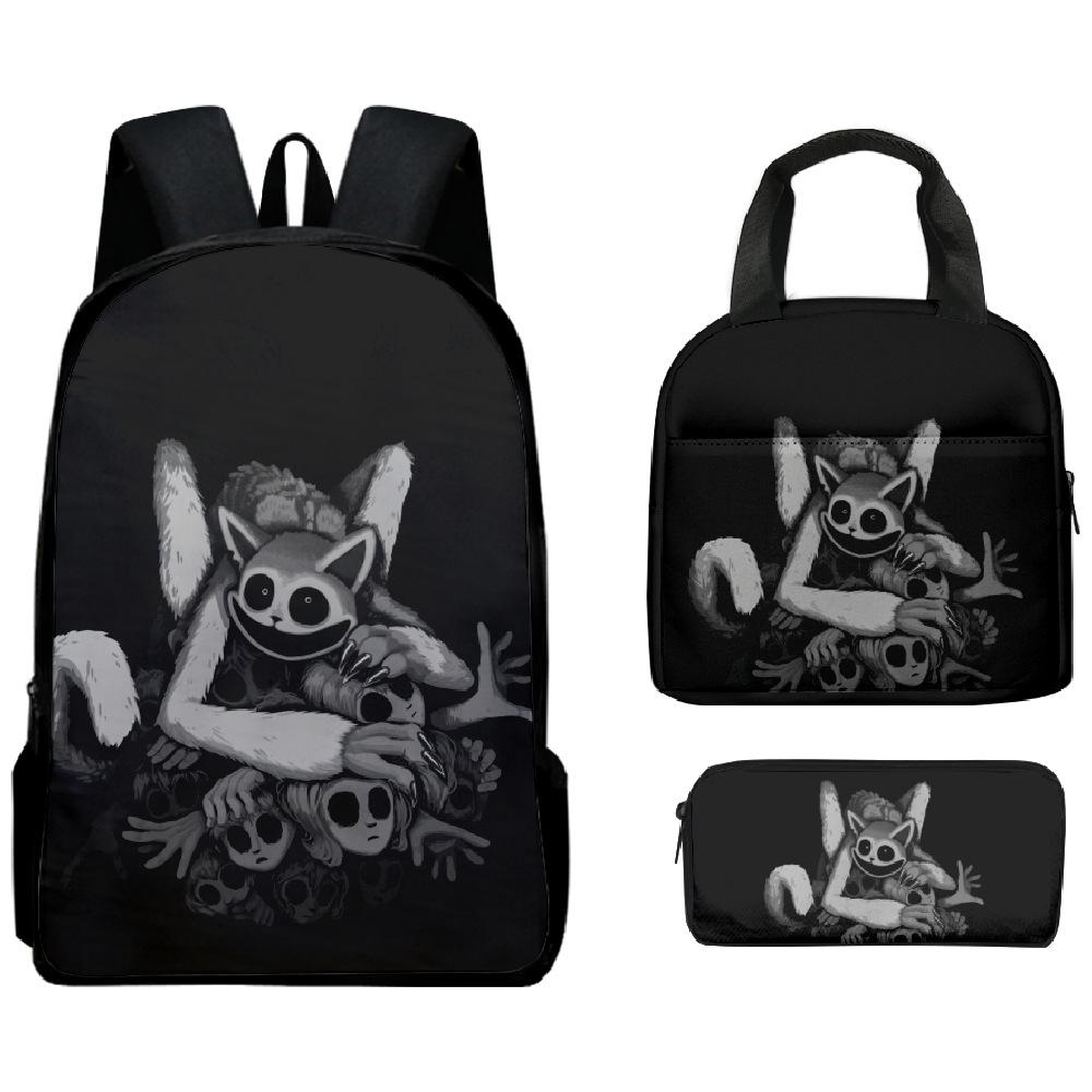 Cartoon Popular Funny Novelty Zoonomaly 3D Print 3pcs/Set Student School Bags Laptop Daypack Backpack Lunch bag Pencil Case