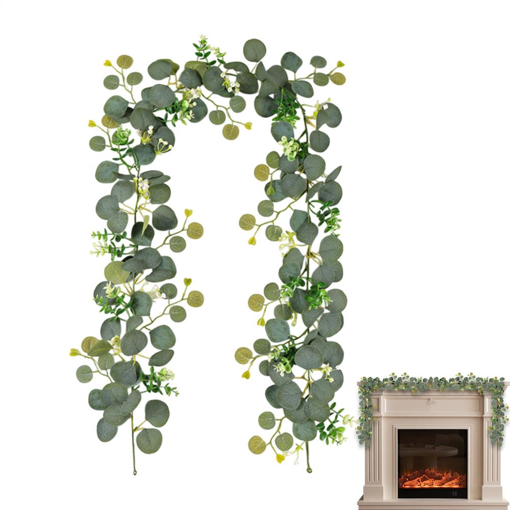Эвкалиптовая гирлянда с цветами для стола, свадебный венок 6 футов, искусственная эвкалиптовая гирлянда, цветочная зелёная гирлянда для стола