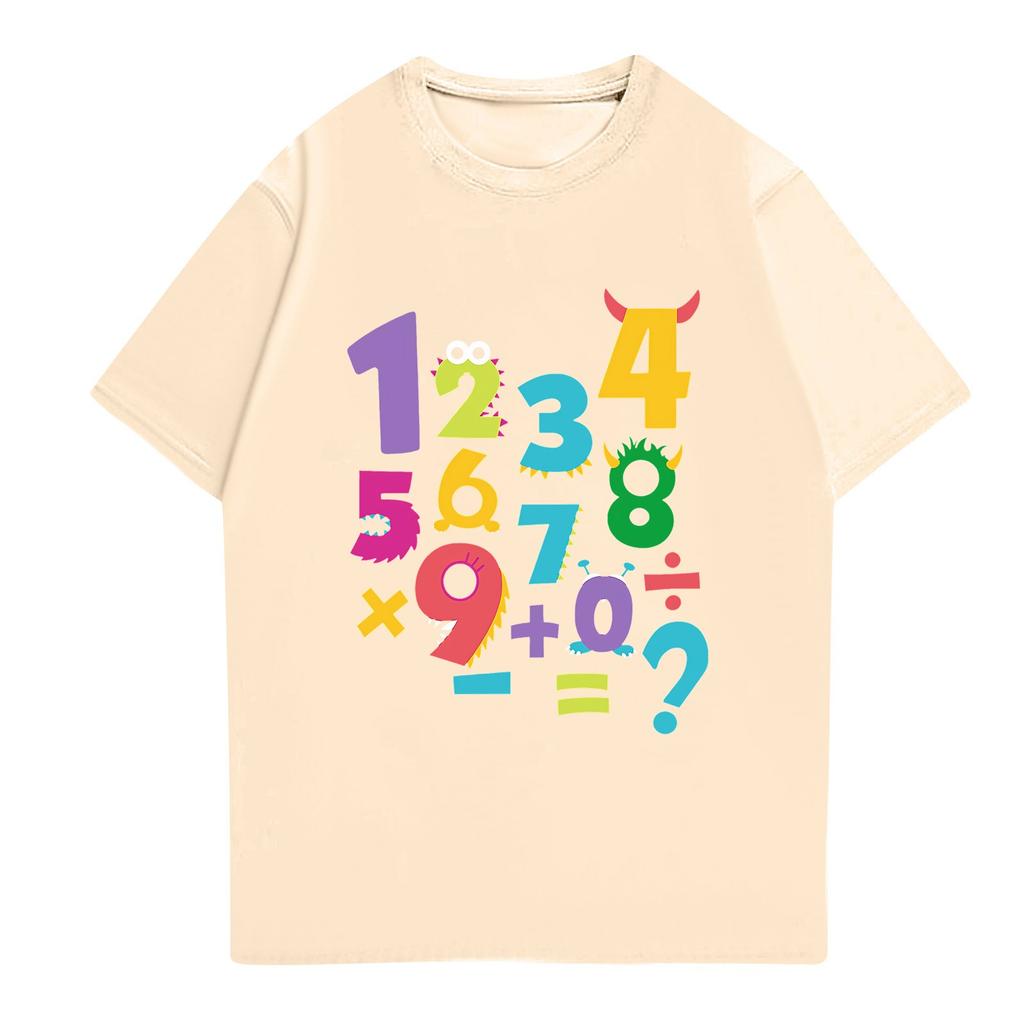 Children's Printed Short Sleeved Round Neck Casual Comfortable Loose Lightweight Top