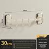 Wooden Grain Wall Mount Nopunch Kitchen Hooks With Multiple Steel Hangers For Cooking Utensils