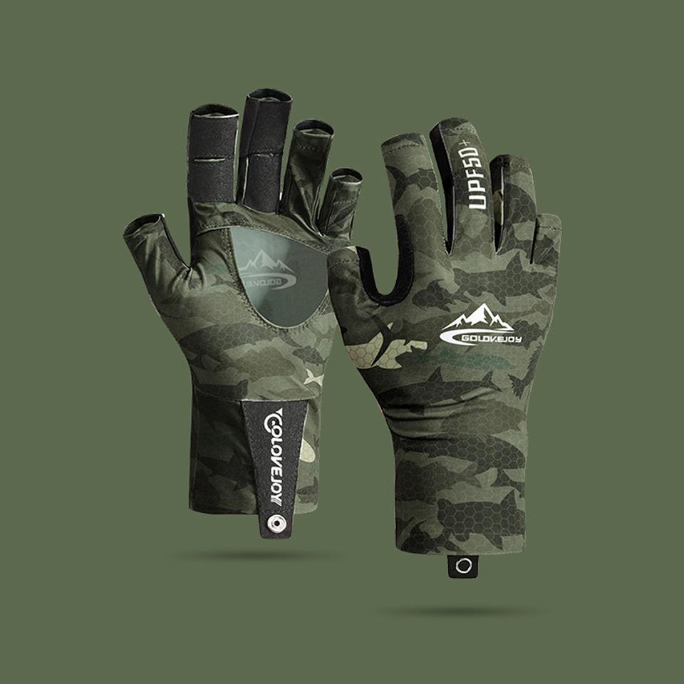 

Loogdeel 1Pair Fishing Gloves Summer Shade Outdoors Fishing Non-Slip As Well As Abrasion-Resistant Lure Ice Silk Half-Finger Gloves Men L зелений