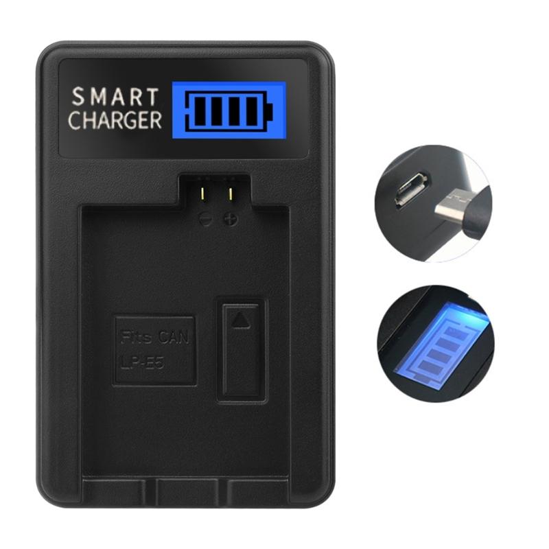 LCD USB LP-E5 Battery Charger Replacement for  EOS Rebel XS, Rebel T1i, Rebel XSi, 1000D, 500D, 450D Camera Battery