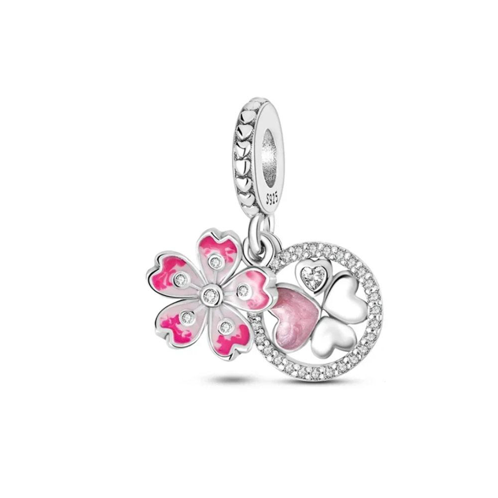 Springs Flower Series Copper Bird Hibiscus Tulip Charm Bead Fit Women Original Bracelet Jewelry For Gift