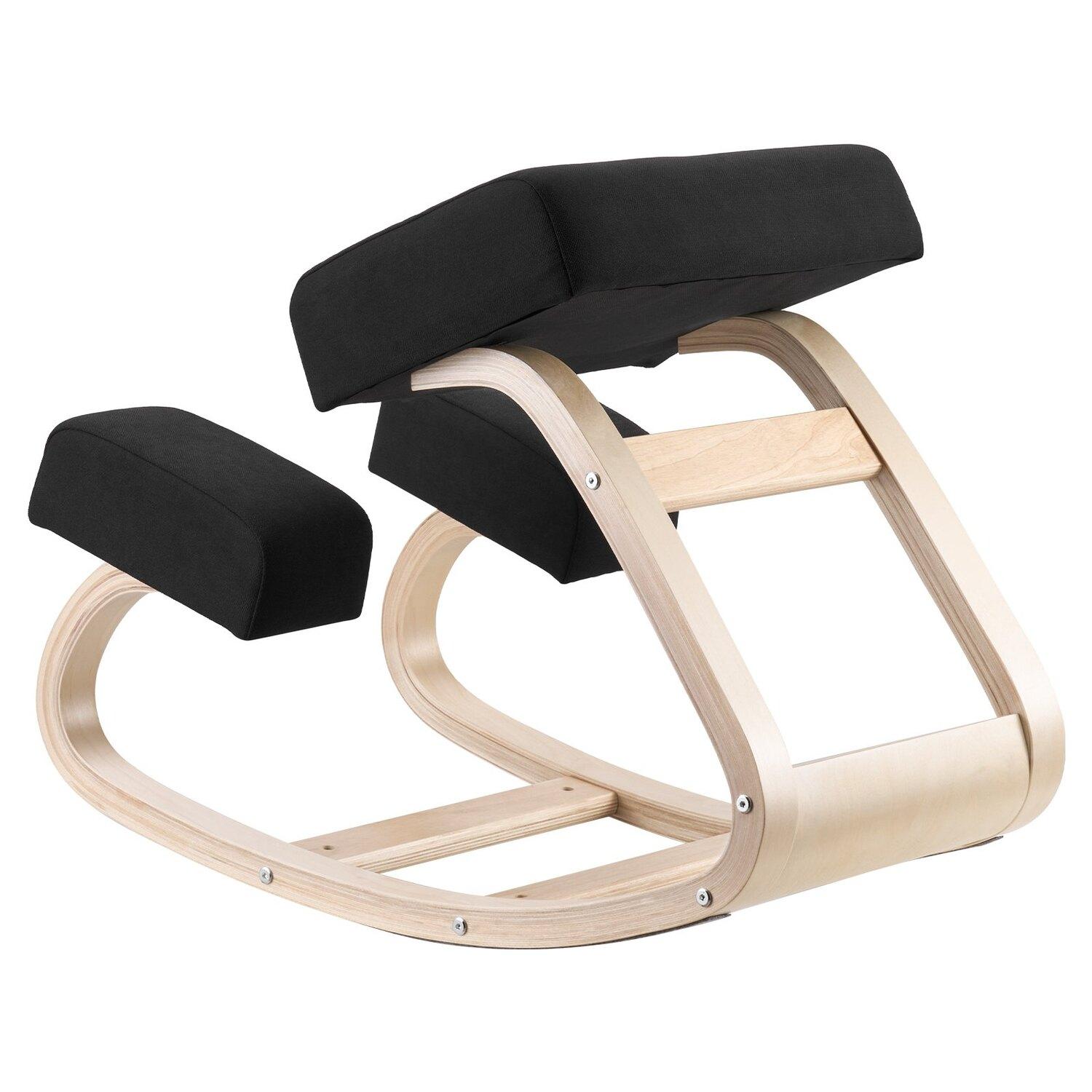 Ergonomická klekačka, Dřevěná posture klekačka se silnými pěnovými polštáři a rámem z masivního dřeva, Nastavitelná výška, Přirozená úleva pro krk nebo záda