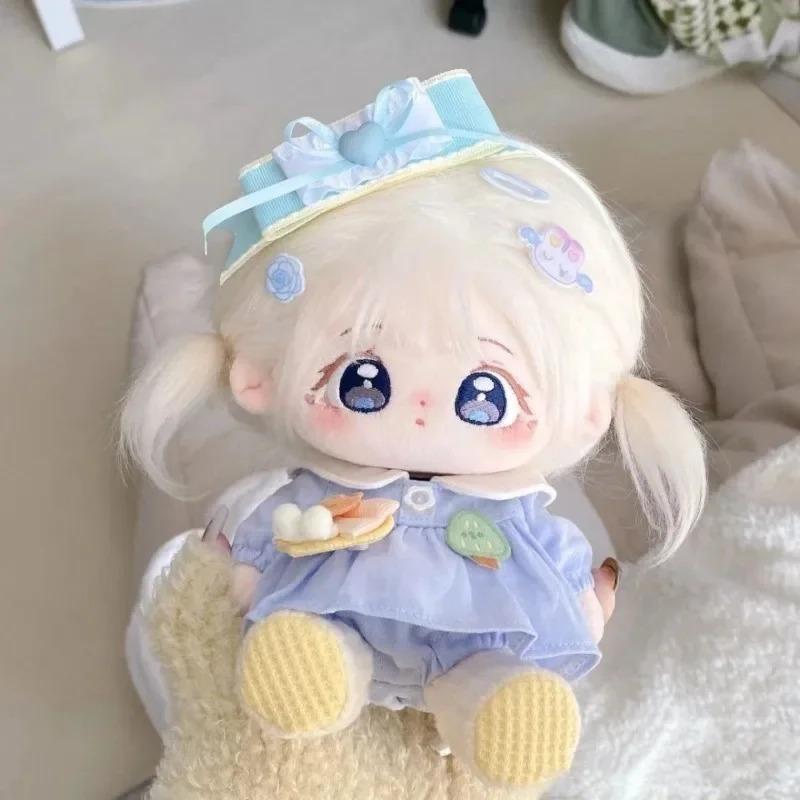 20cm Cute White Hair Plush Doll Super Star Figure Soft Stuffed Cotton Dolls DIY Cosplay Outfit Collection Girl Toys Gift