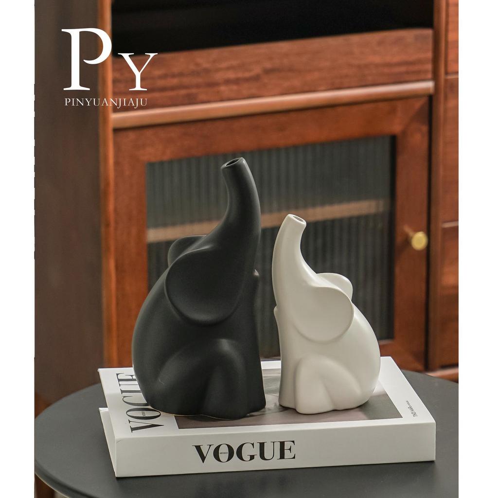 Nordic Modern Elephant Vase - Ceramic Ornament for Living Room, Sideboard, or Entrance Hall Display. A Perfect Housewarming Gift.