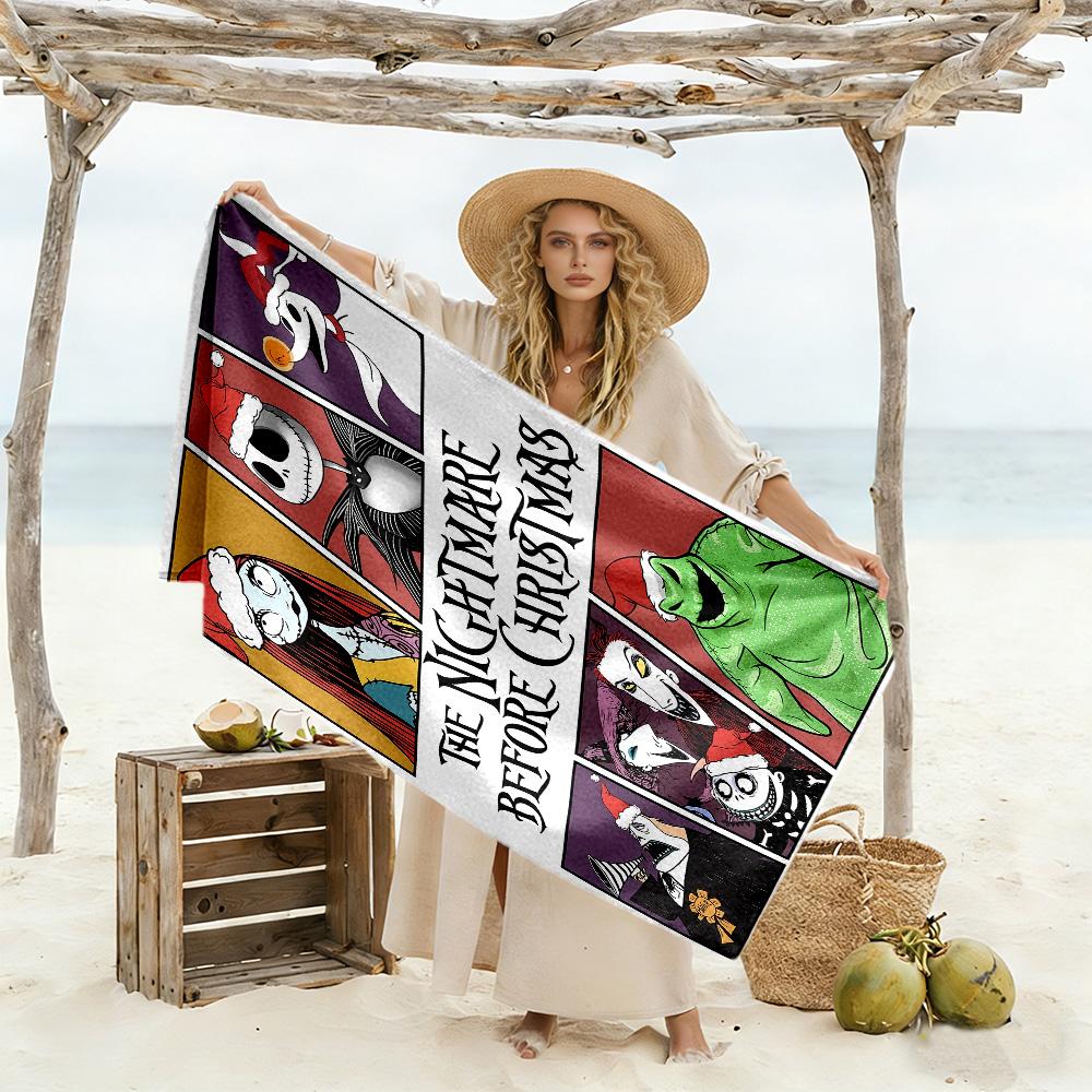 Jack Skellington Beach Towel Soft Durable Quick-Dry Comfortable Lightweight Suitable for Sports, Travel, Swimming, Yoga, Bathroom, Beach, And Pool
