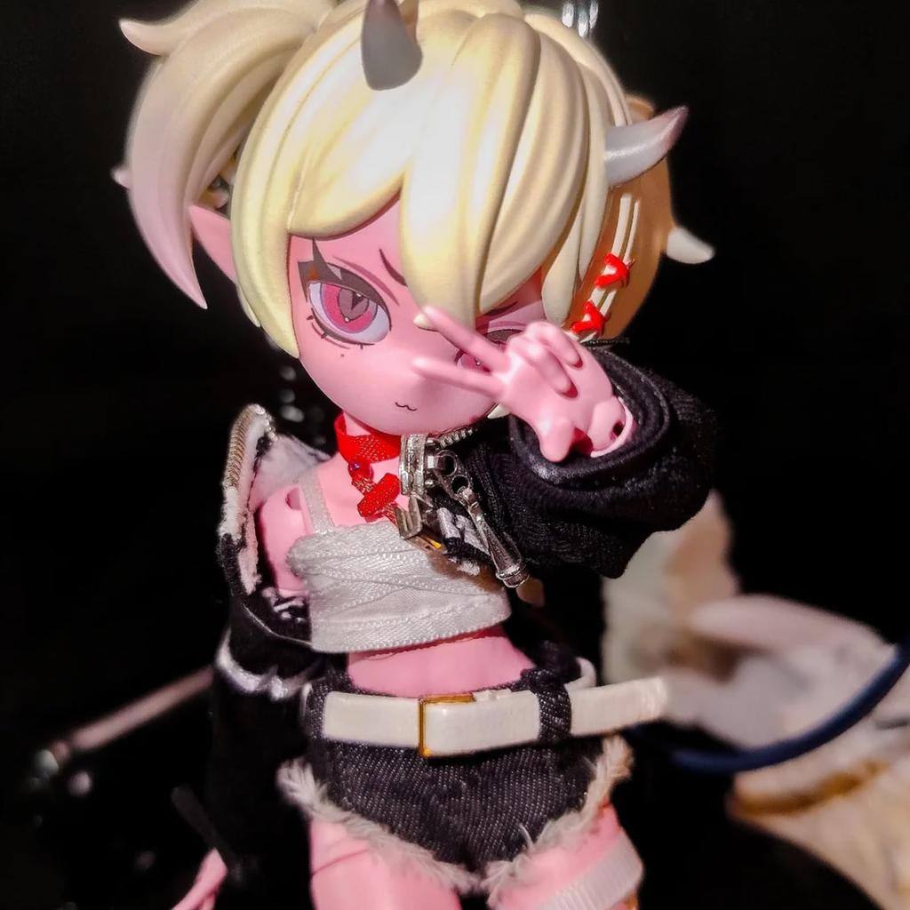 Bahomu Blind Doll Devil Horn Series BJD Articulated Doll Blind Box 1/8 Scale 19cm Cute Devil Girl Doll Collection 6 Types + 1 Secret Type Dress-up (1