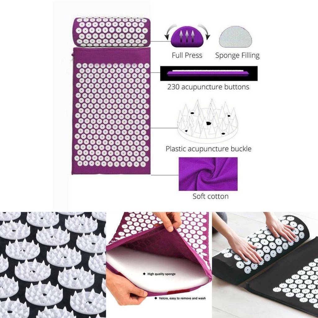 Base Yoga Acupressure Massage Mat  Pillow Spiky Pain Stress Soreness Body Relax