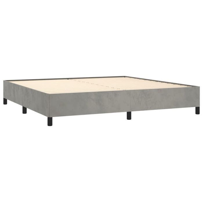 Lit avec sommier et matelas - Maison Exclusive - 200x200cm - Velours gris clair - Tête de lit réglable