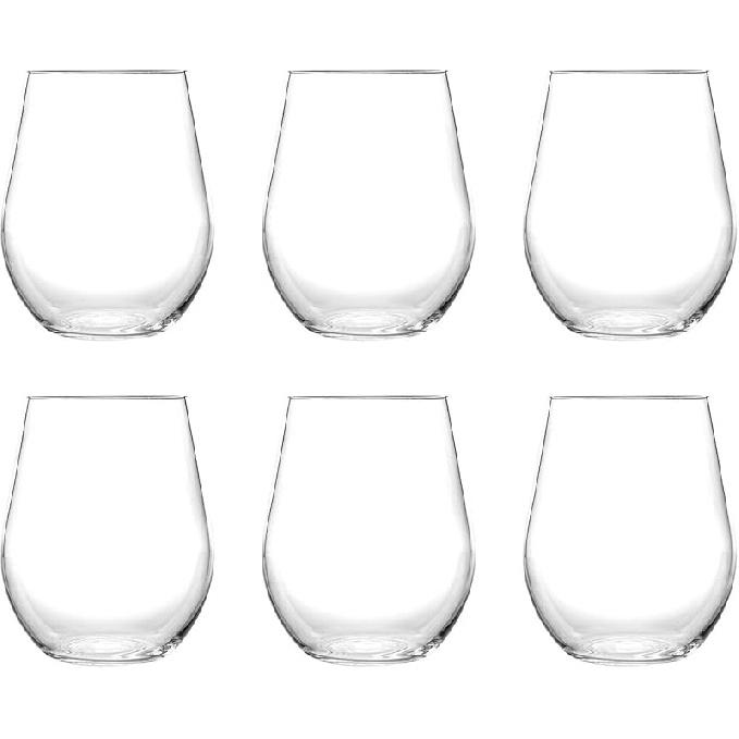 unkno Stemless Plastic Wine Glasses 20 ounce - Acrylic Red Wine Glasses (set of 6) Dishwasher Safe, BPA Free 6