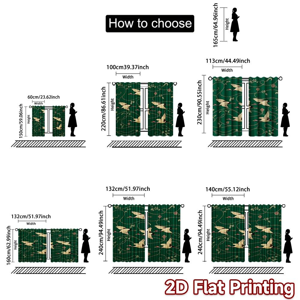 Set Of 2 Flat Printing Curtains Without Rod Graceful Cranes Blossoms Holiday April Fools Is Day Printed Durable Curtain Made Polyester