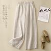 Women S High Waist Loose Fit Wide Leg Cropped Casual Pants With Chinese Knot
