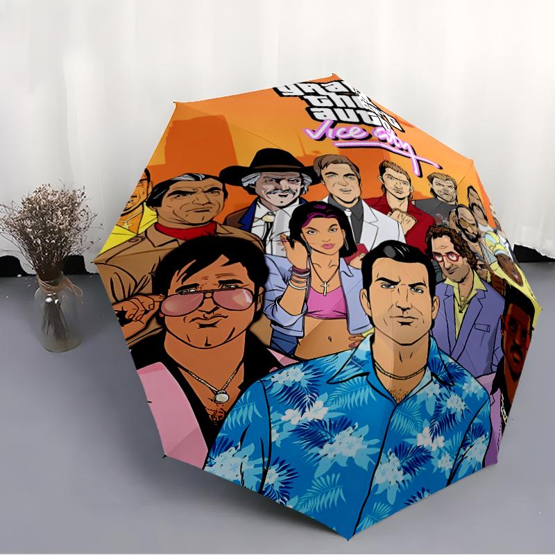 Printed Game Grand Theft Auto Folding Umbrella,Outdoor,Leisure,And Travel Umbrella,Durable Umbrella Fabric,Birthday And Holiday Gift