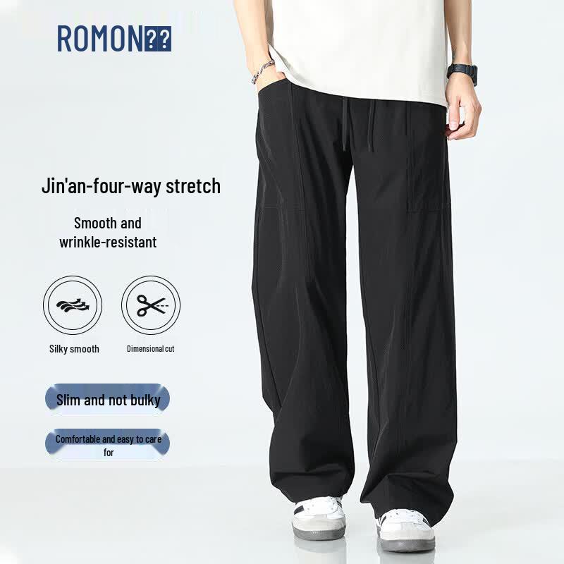 ROMON Men s Loose Fit Cool-Touch Wide-Leg Casual Pants L