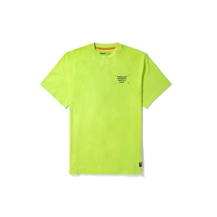 Timberland Loose Casual Breathable Printed Round Neck Short Sleeve T-Shirt Men Tops Bright-Yellow A2DV1-BH4