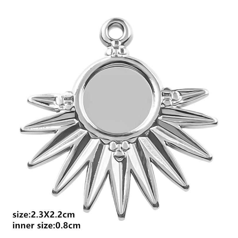 Personality DIY Blank Settings Base Stainless Steel Sun Heart Cabochons Pendants For Jewelry Making Supplies Tray Charm Pendant