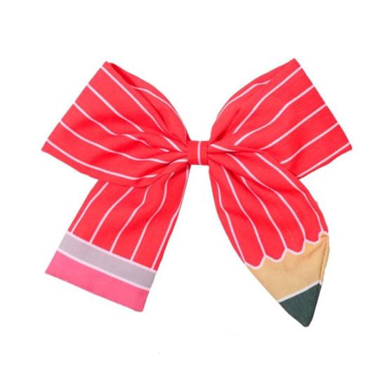 Women Hair Hoop Bright Yellow Pencil Design Bow Decor Hair Clip Back to School Student Teacher Hair Accessories