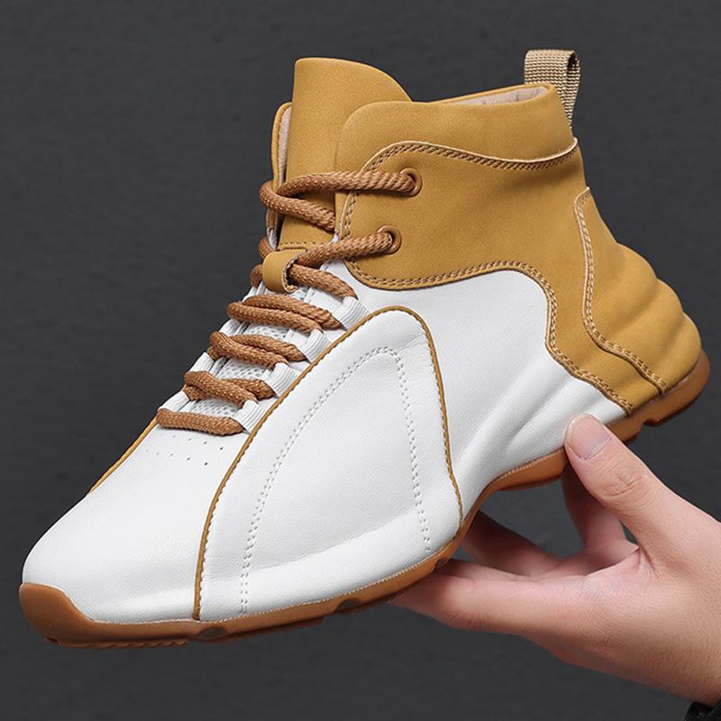 

New Men Sneaker Genuine Leather Sport Shoes Flats Breathable Lightweight Shoes For Male Casual Lace up Shoes Skate Shoes 38