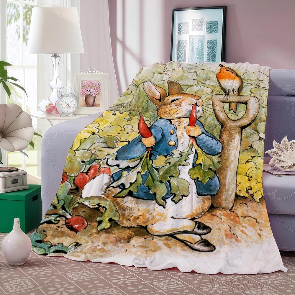 Manta de dibujos animados P Peter R Rabbit Suave y respetuosa con la piel Para sofá Cama Siesta Colcha Edredón para todas las estaciones
